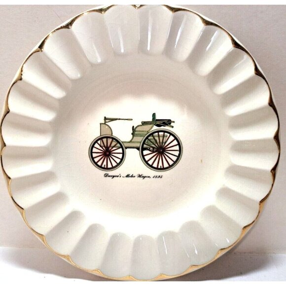 Harker Pottery Vintage Set of 4 Ashtrays/Dishes Vintage Vehicles - Picture 2 of 7